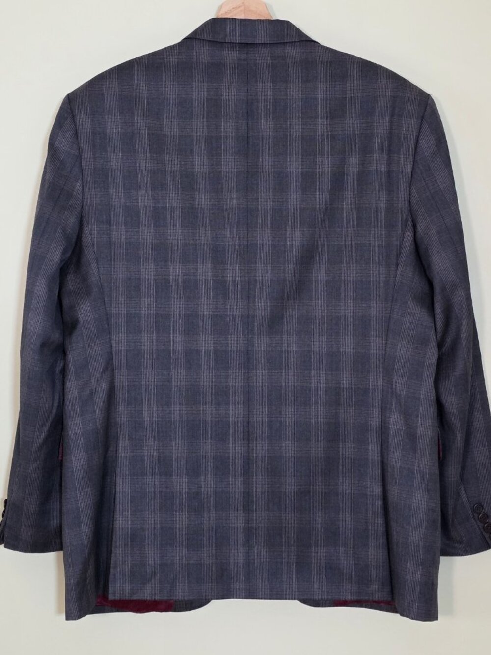 Sand Wool 100s Blazer Mens 52 L Gray Plaid Lined Single Breasted 2B Reda Fabric - Picture 10 of 16